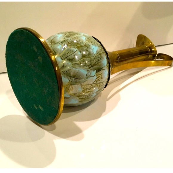 Delft Holland Brass Ewer with Blue/Green Marbled Base~RARE FIND - Picture 3 of 7